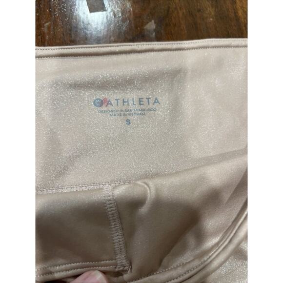 Athleta Leggings Women Small Blush Pink Shimmer High Rise Ballet Dance - Picture 3 of 8